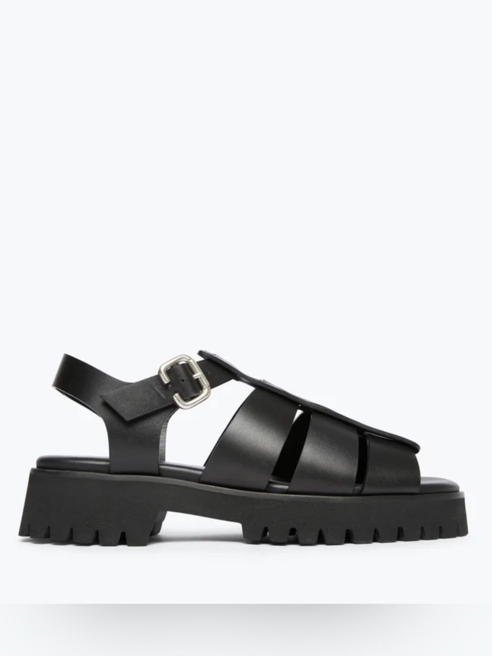 Freda Salvador Darya Lug Sole Fisherman Black Leather Sz 8